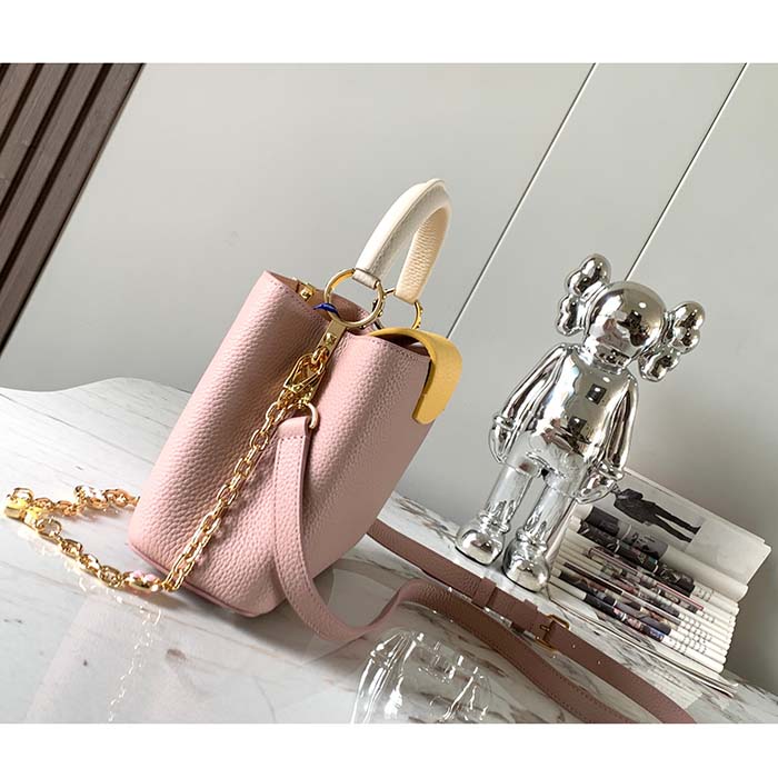 Louis Vuitton LV Women Capucines BB Powdered Beige Taurillon Leather