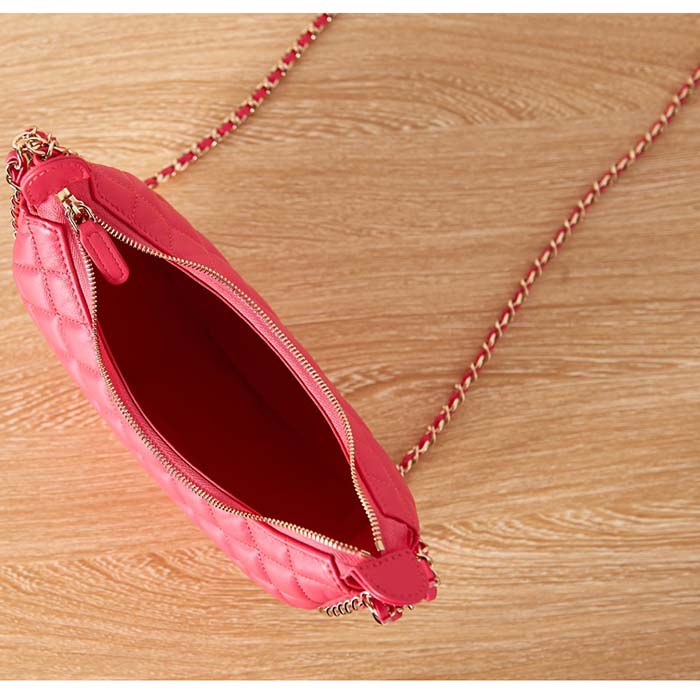 Chanel Women CC Small Hobo Bag Lambskin Shiny Light Gold Metal Pink