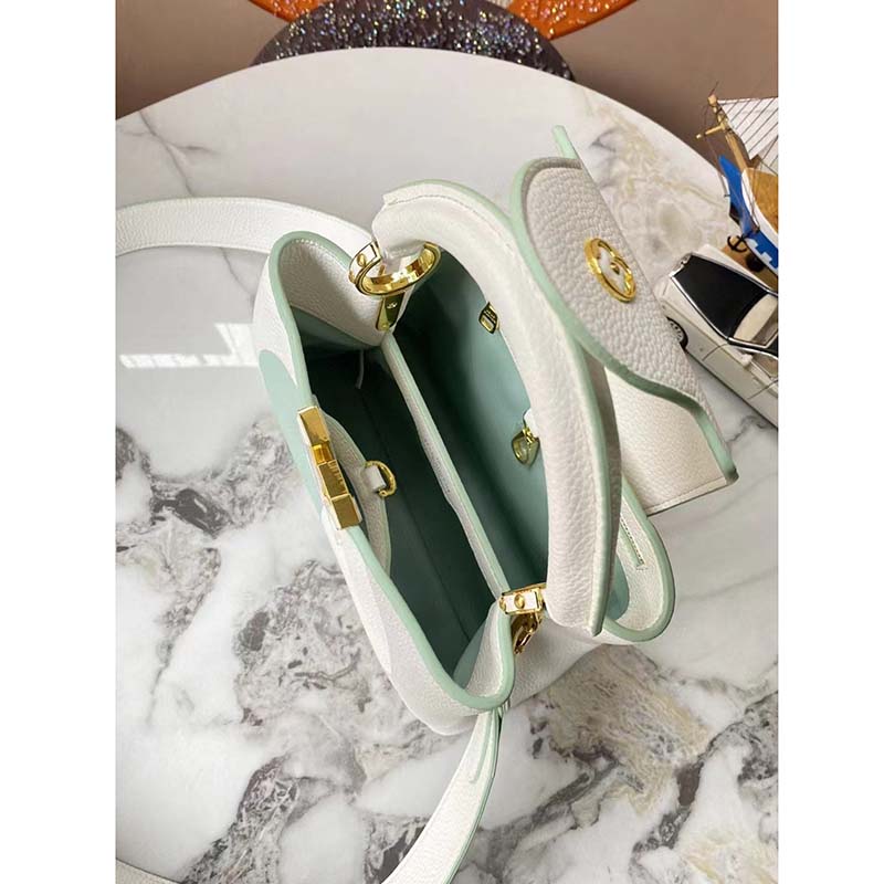 Louis Vuitton LV Women Capucines BB Jade White Taurillon Cowhide Leather