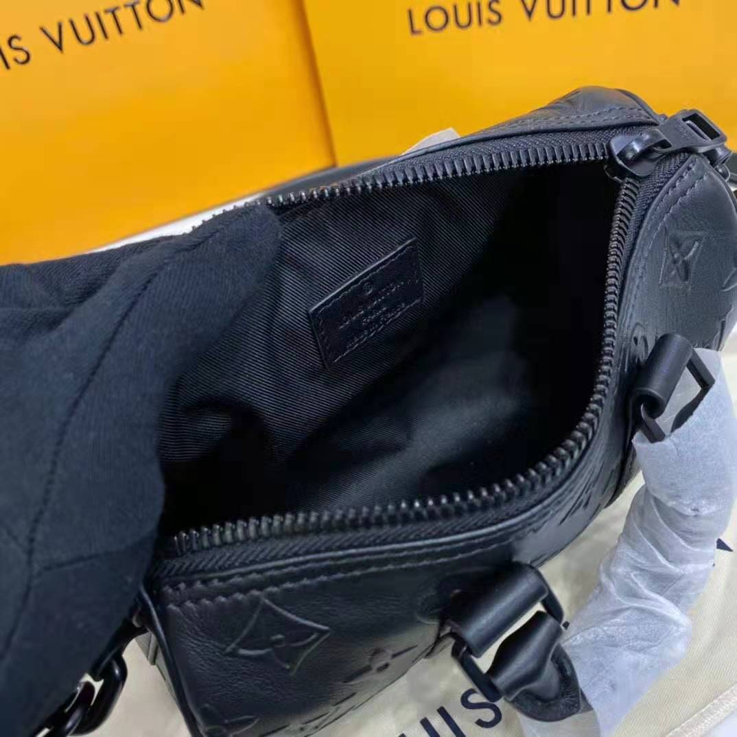 Louis Vuitton Unisex Keepall XS Black Monogram Seal Cowhide Leather