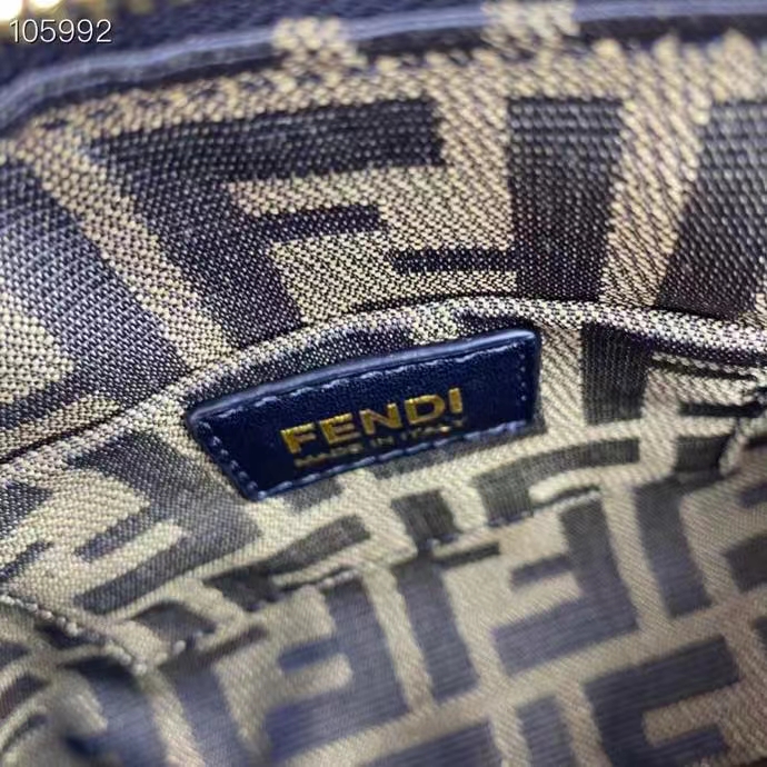 Fendi Women FF By The Way Mini Small Black Leather Boston Bag