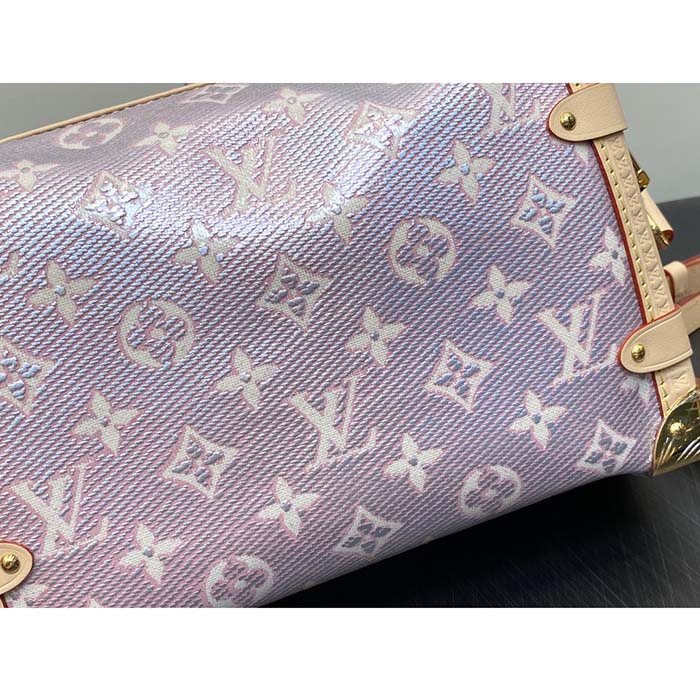 Louis Vuitton LV Women Side Trunk Rose Monogram Coated Canvas Cowhide Leather