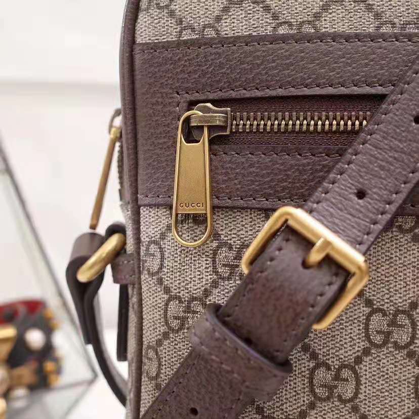 Gucci GG Men Ophidia GG Small Messenger Bag in Beige/Ebony Soft GG Supreme Canvas