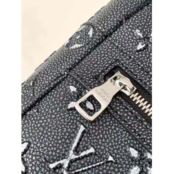 Louis Vuitton LV Unisex Roll Top Backpack Black Charcoal Cowhide Leather