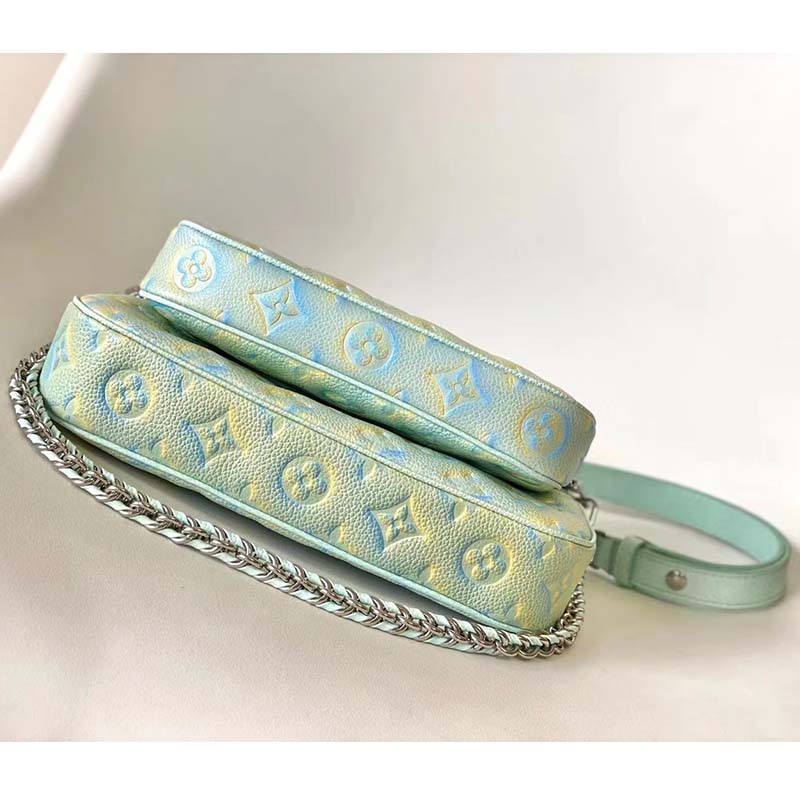 Louis Vuitton LV Women Multi Pochette Accessoires Green Sprayed Embossed Grained Cowhide