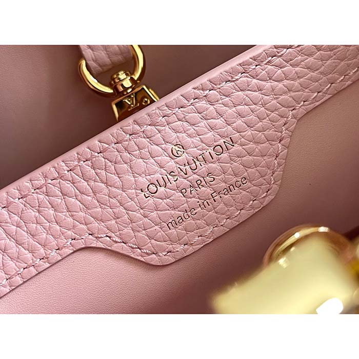 Louis Vuitton LV Women Capucines BB Handbag Cream Beige Pearly Pink Taurillon Leather