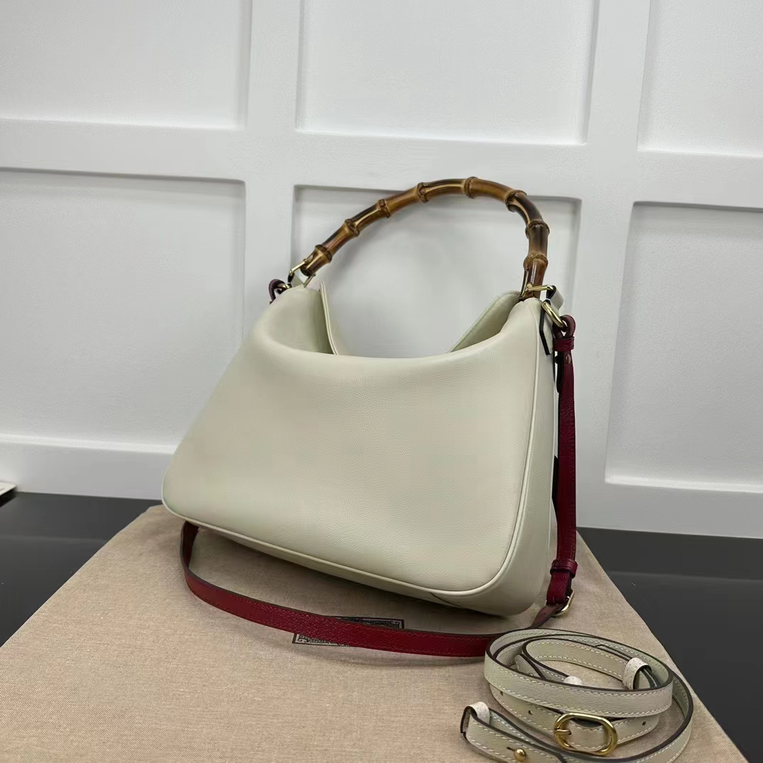 Gucci Women Diana Medium Shoulder Bag White Leather Double G