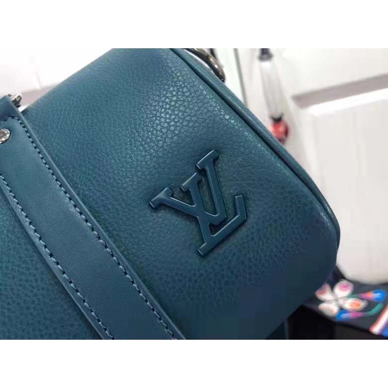 Louis Vuitton LV Unisex Keepall XS Blue Aerogram Cowhide Leather Textile Lining