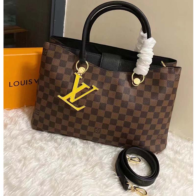 Louis Vuitton LV Unisex Riverside Tote Black Brown Damier Ebene Coated Canvas
