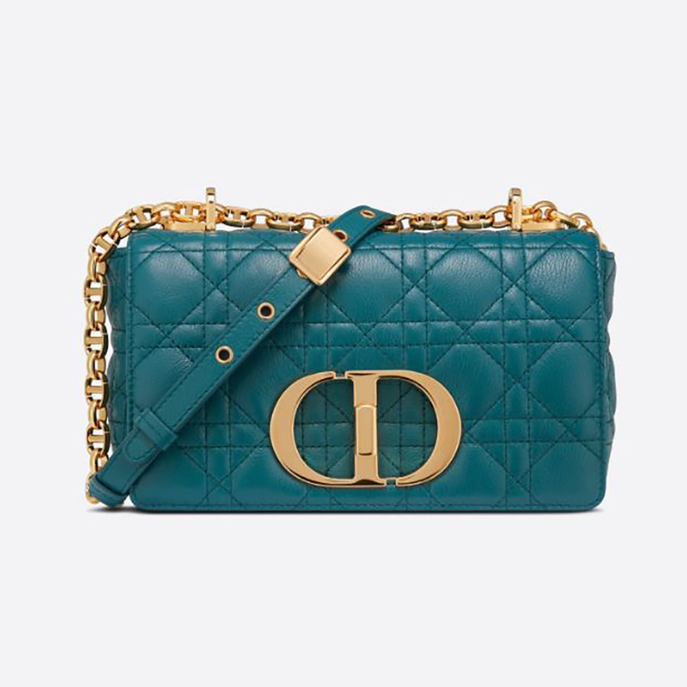 Dior Women Small Dior Caro Bag Supple Cannage Calfskin-Blue