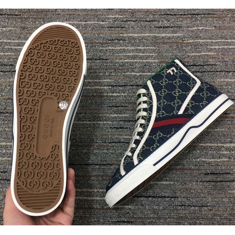 Gucci Unisex Gucci Tennis 1977 Sneaker Navy Rubber Sole Flat 2 Cm Heel