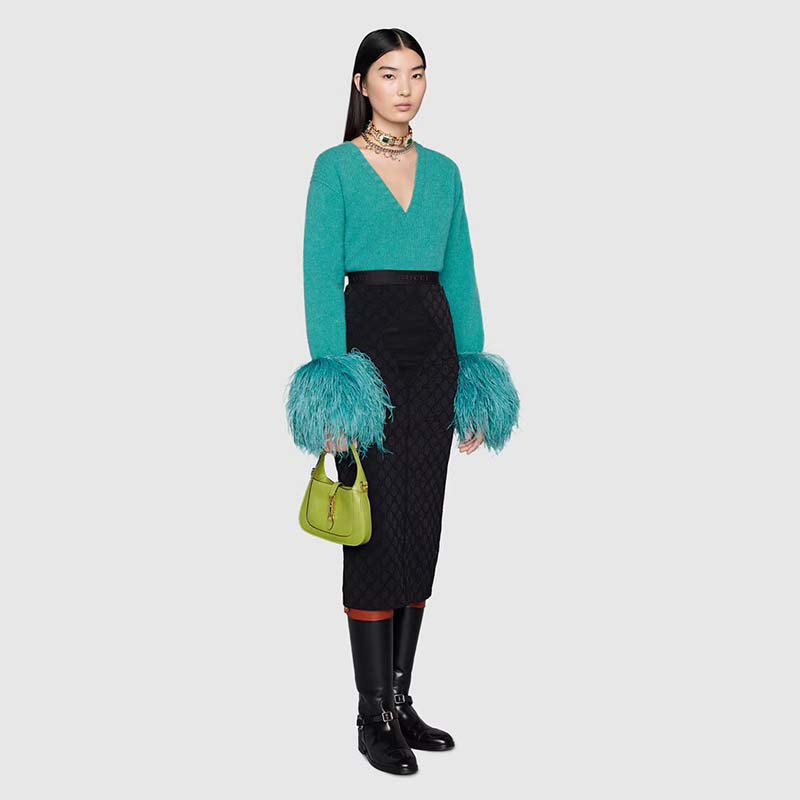 Gucci Women GG Jackie 1961 Lizard Mini Bag Pastel Green Lizard