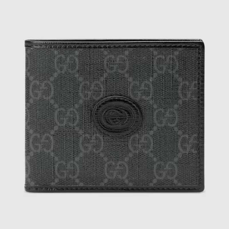 Gucci GG Unisex Wallet Interlocking G Black GG Supreme Canvas