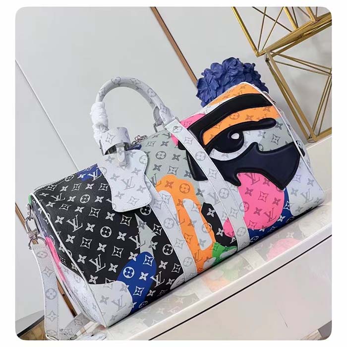 Louis Vuitton LV Unisex Keepall Bandoulière 45 Multicolor Monogram Coated Canvas Cowhide Leather