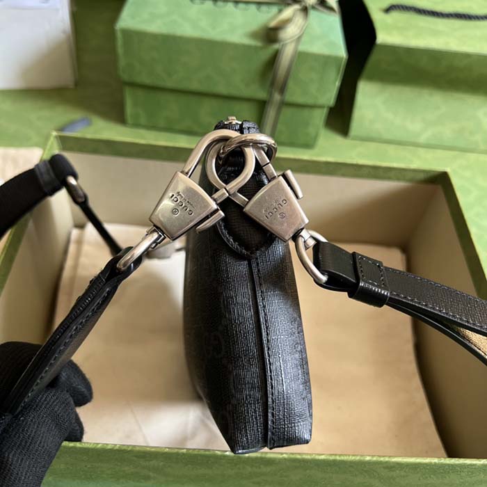 Gucci Unisex Messenger Bag Interlocking G Black GG Supreme Canvas