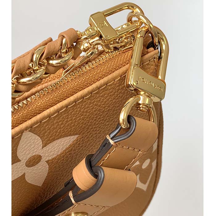 Louis Vuitton LV Women Multi Pochette Accessoires Beige Monogram Empreinte Embossed Grained Cowhide