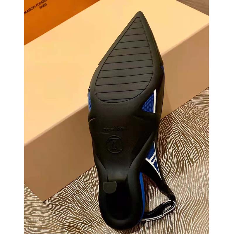 Louis Vuitton Women Archlight Slingback Pump Blue Technical Satin Calf Leather