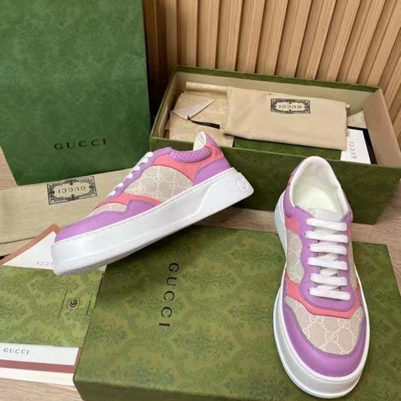 Gucci Unisex Sneaker White Beige GG Supreme Canvas Printed Interlocking G