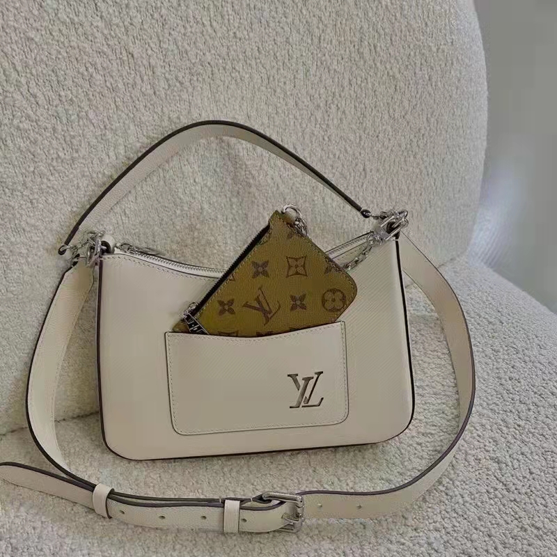 Louis Vuitton LV Women Marelle Handbag Quartz White Epi Grained Cowhide Canvas