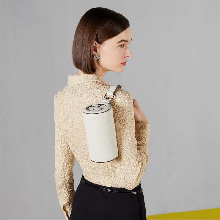 Gucci Women GG Blondie Mini Shoulder Bag Round Interlocking G White Leather