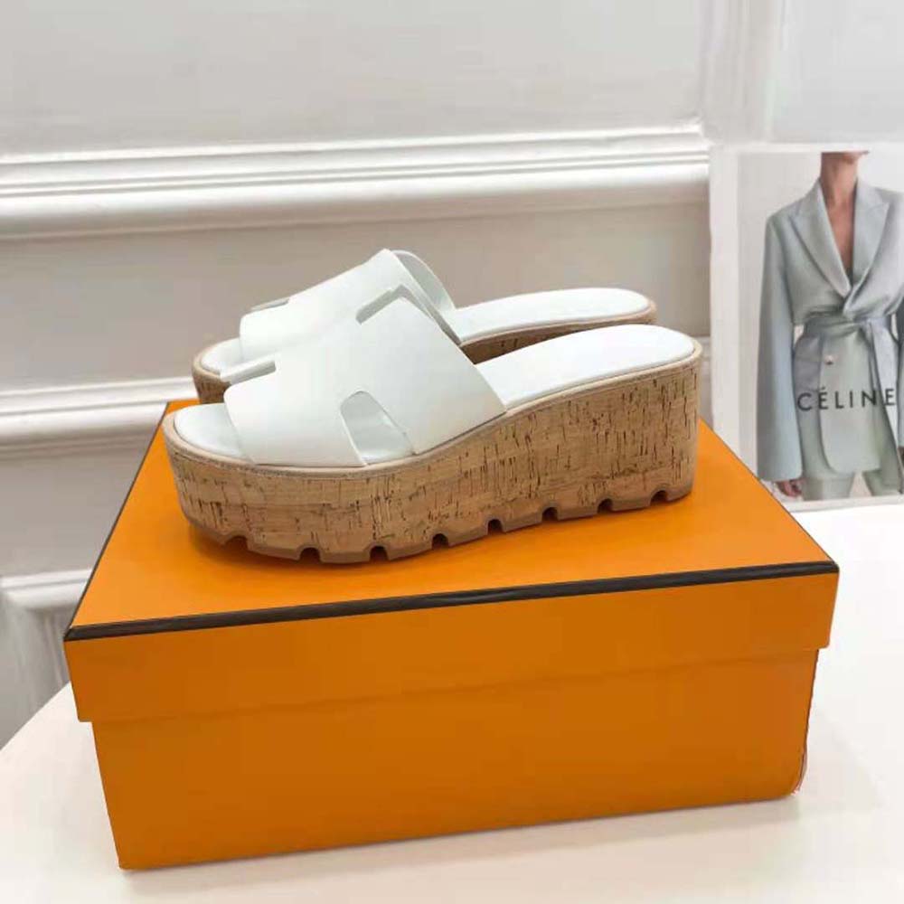 Hermes Women Eze 30 Sandal in 7cm Heel Height-White