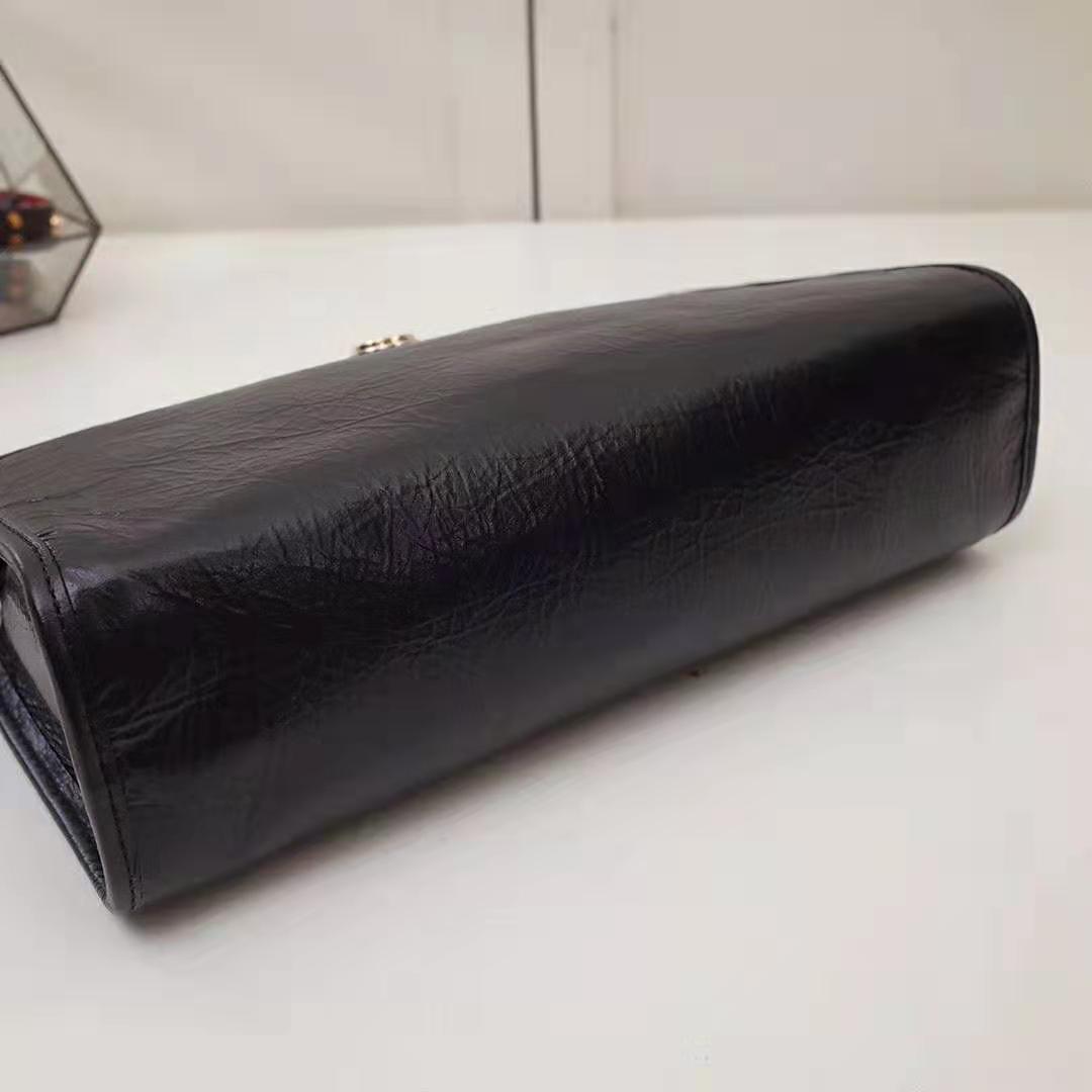 Gucci GG Men Pouch with Interlocking G in Black Soft Leather