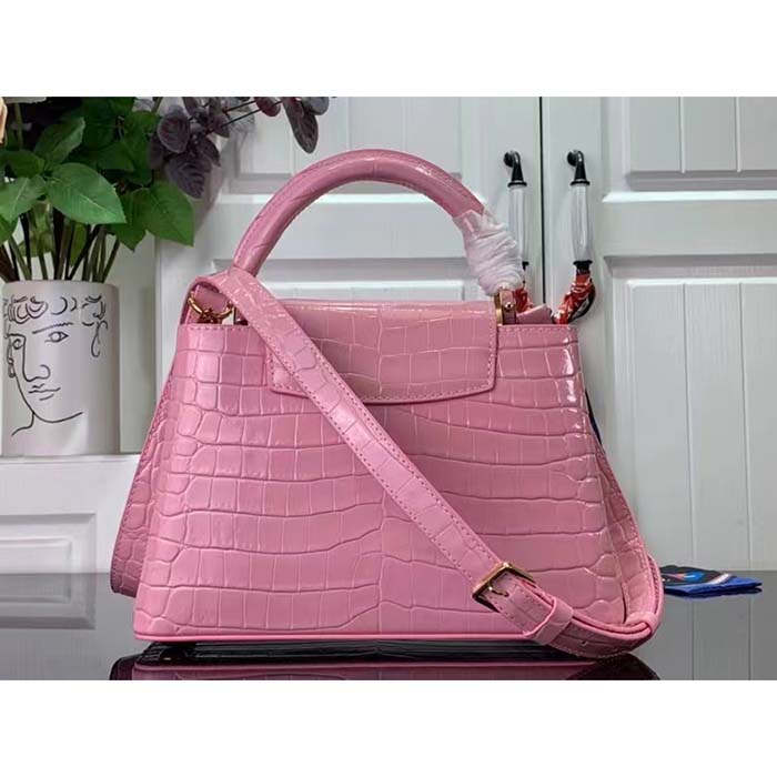 Louis Vuitton LV Women Capucines BB Handbag Pink Crocodilien Brillant Savoir Faire