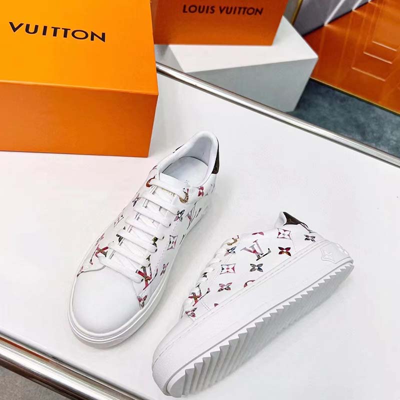 Louis Vuitton LV Unisex Time Out Sneaker White Monogram Embossed Lambskin