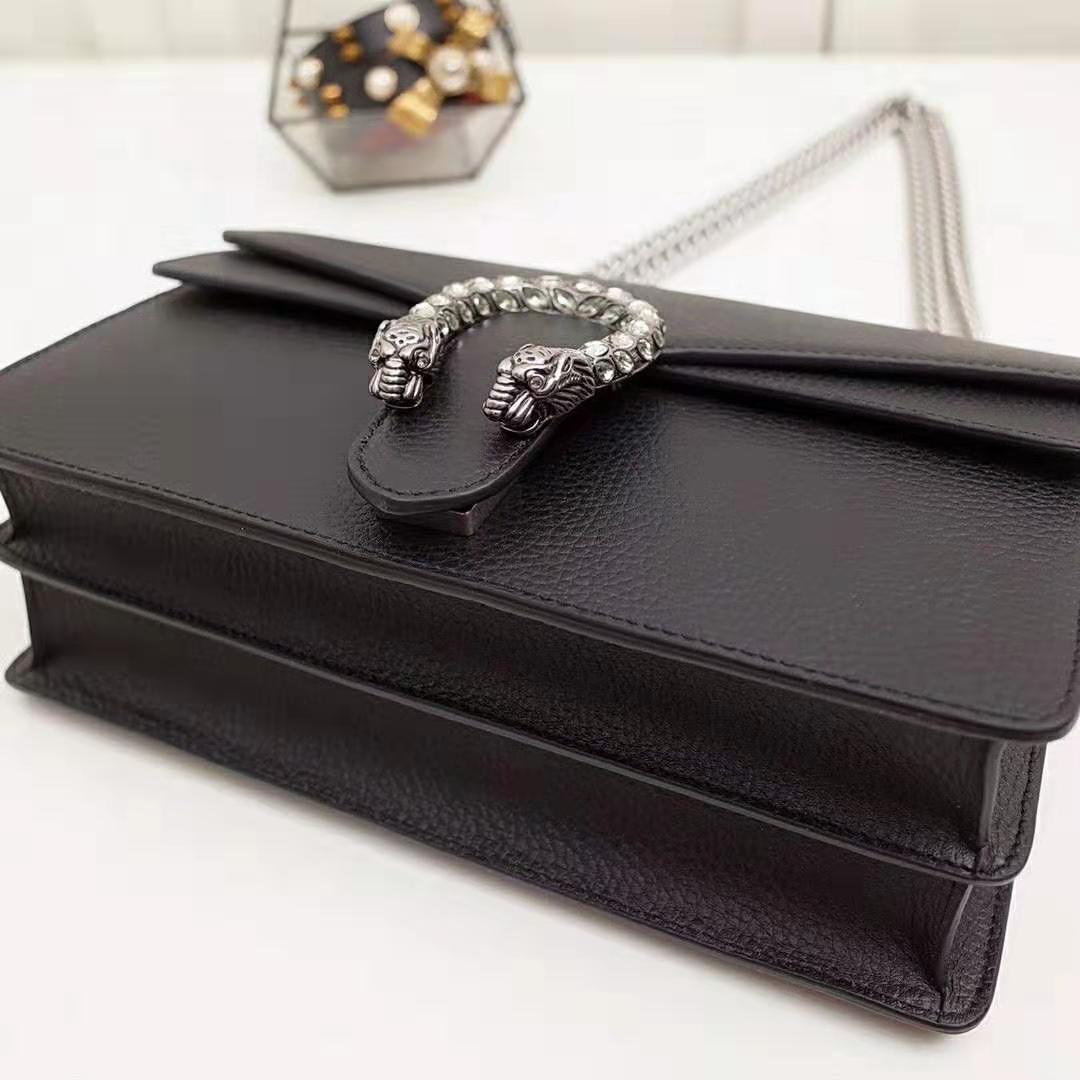 Gucci GG Women Dionysus Small Shoulder Bag in Tiger Head with Crystals-Black