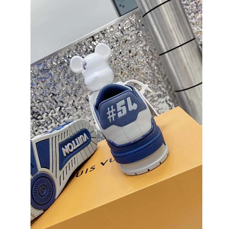 Louis Vuitton Unisex LV Trainer Sneaker Navy Blue Epi Calf Leather Rubber Outsole