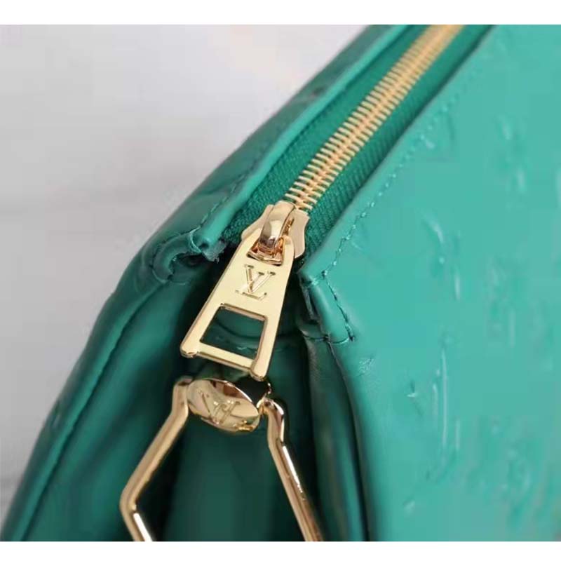 Louis Vuitton LV Women Coussin BB Handbag Emerald Monogram Embossed Puffy Lambskin