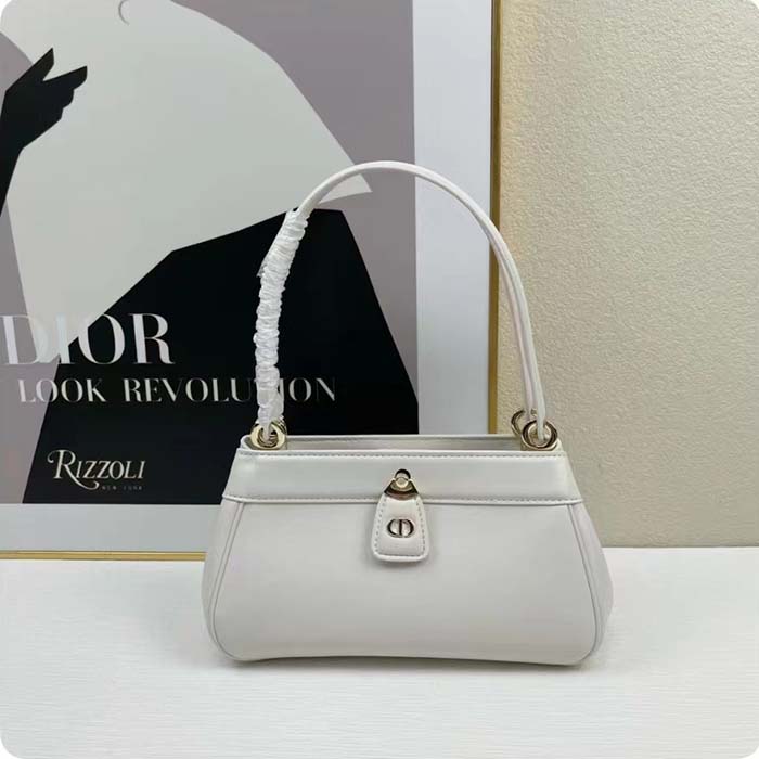 Dior Women CD Small Dior Key Bag Dusty Ivory Box Calfskin
