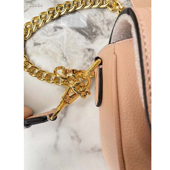 Louis Vuitton LV Women Lockme Tender Pochette Trianon Pink Quartz White Grained Calf