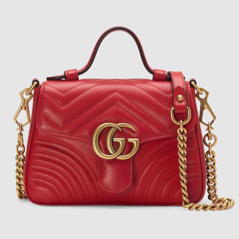 Gucci GG Women GG Marmont Mini Top Handle Bag in Matelassé Chevron Leather
