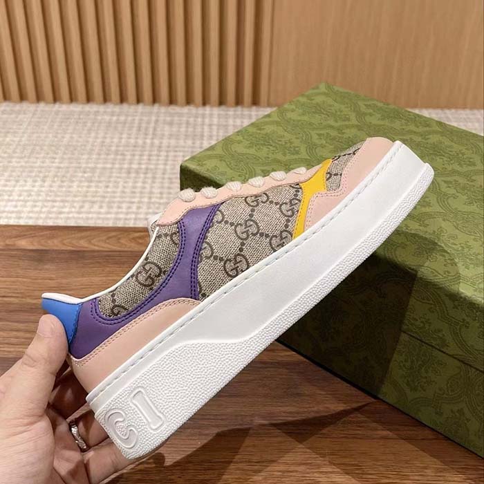 Gucci Unisex GG Sneaker Beige Ebony GG Supreme Canvas Mid 5.6 CM Heel