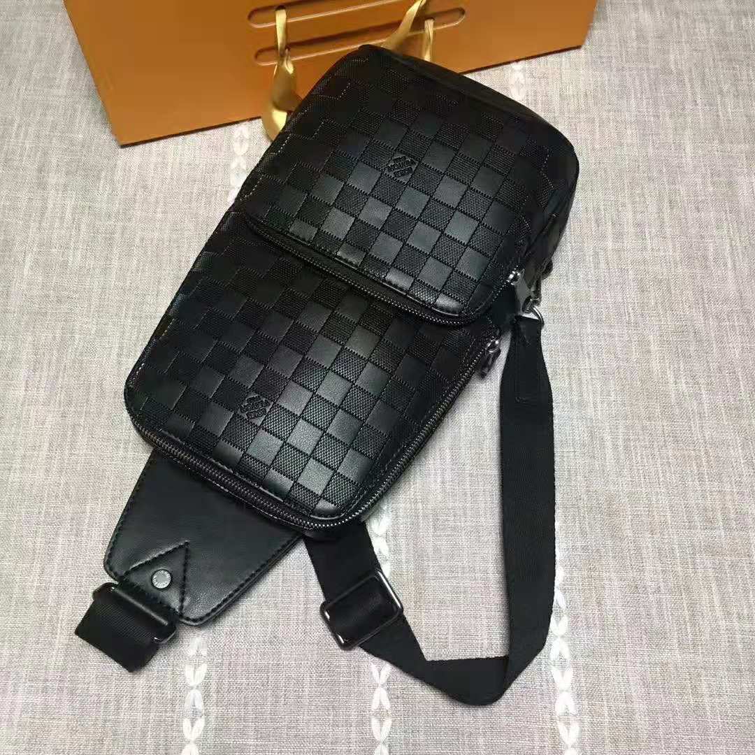 Louis Vuitton LV Men Avenue Sling Bag in Damier Infini Leather-Black