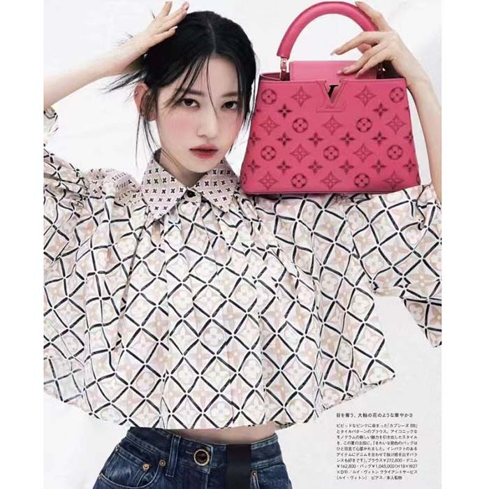 Louis Vuitton LV Women Capucines BB Handbag Pink Calfskin Leather Cowhide Lining