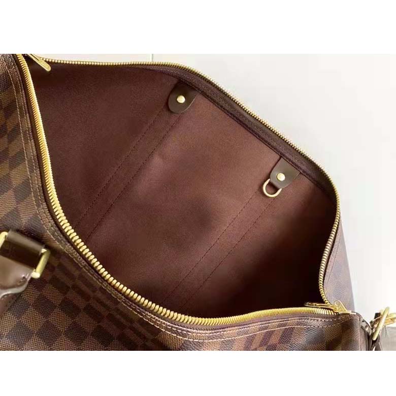 Louis Vuitton LV Unisex Keepall Bandoulière 55 Brown Coated Canvas Cowhide Leather