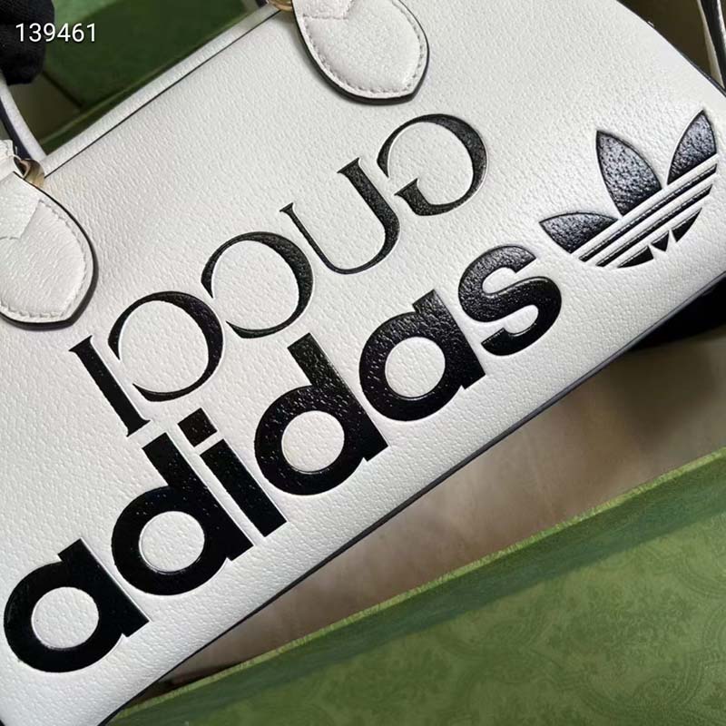 Gucci Unisex Adidas x Gucci Mini Duffle Bag Off-White Leather Interlocking G