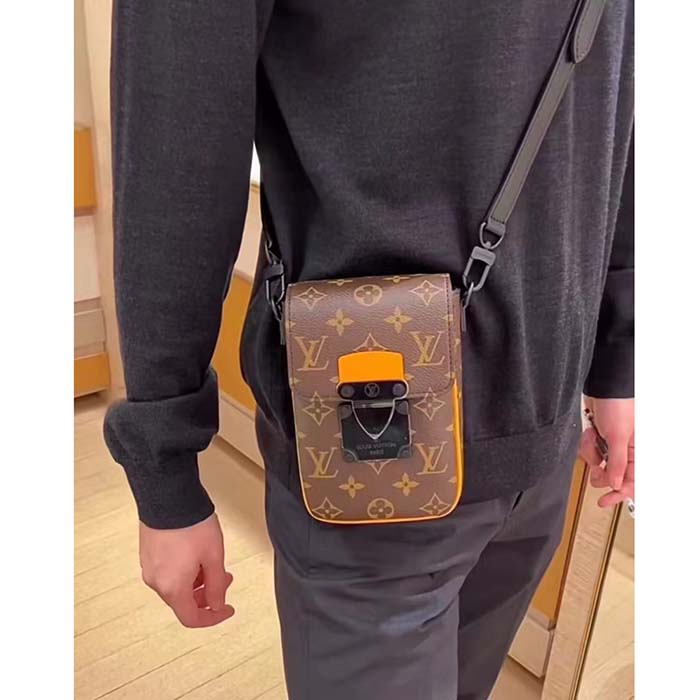 Louis Vuitton LV Unisex S-Lock Vertical Wearable Wallet Radiant Sun Monogram Macassar Coated Canvas