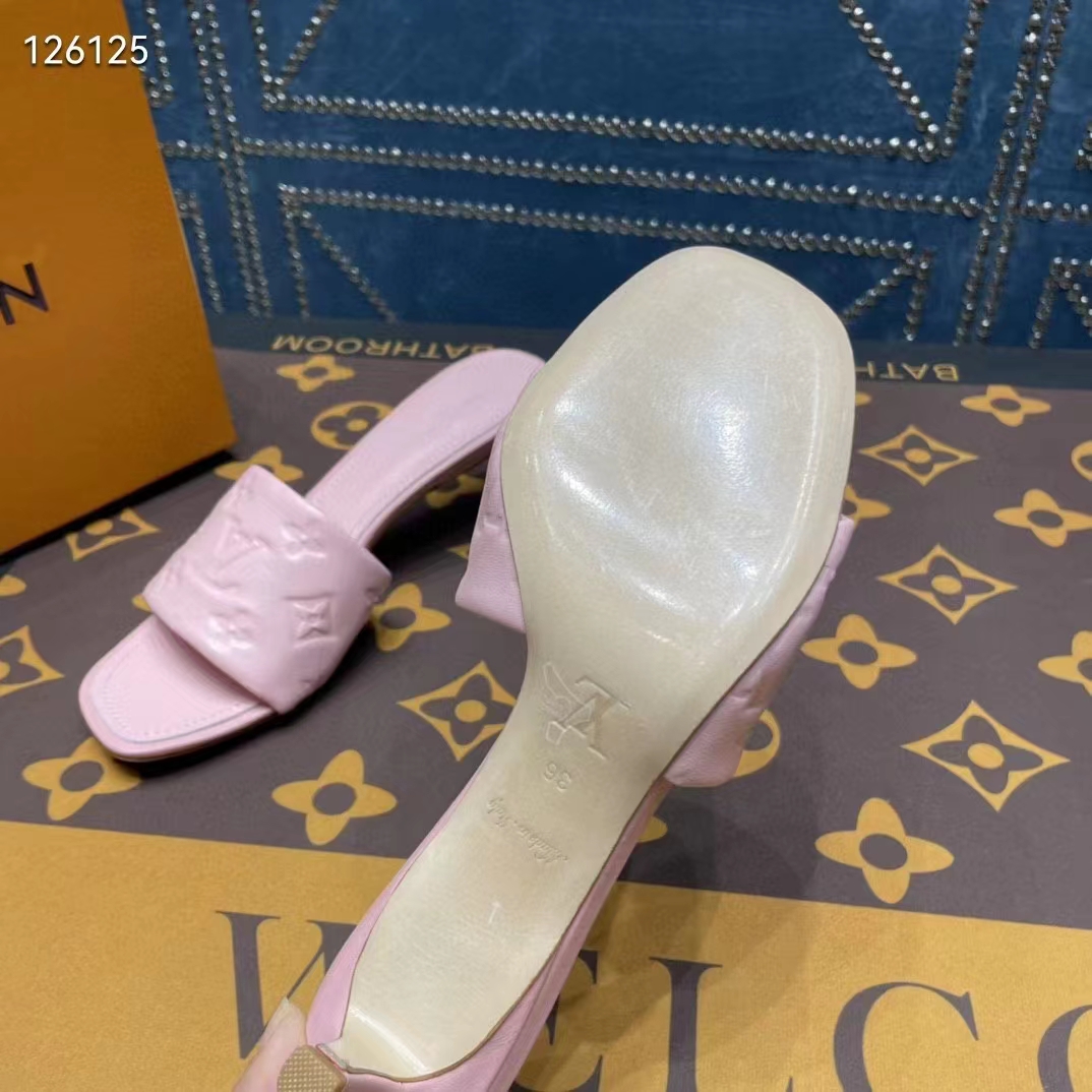 Louis Vuitton LV Women Revival Mule Pink Monogram Embossed Lambskin 5.5 cm Heel