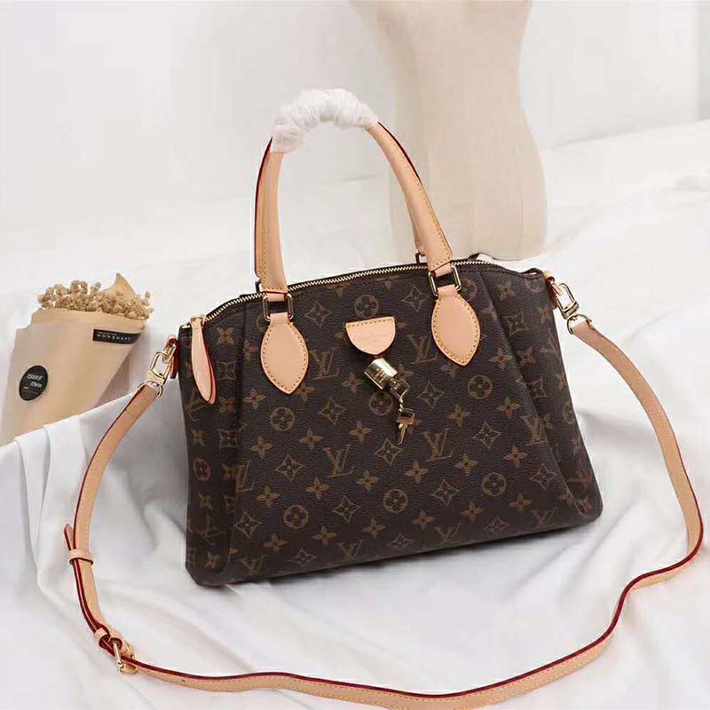Louis Vuitton LV Women Rivoli MM Handbag in Monogram Coated Canvas-Brown