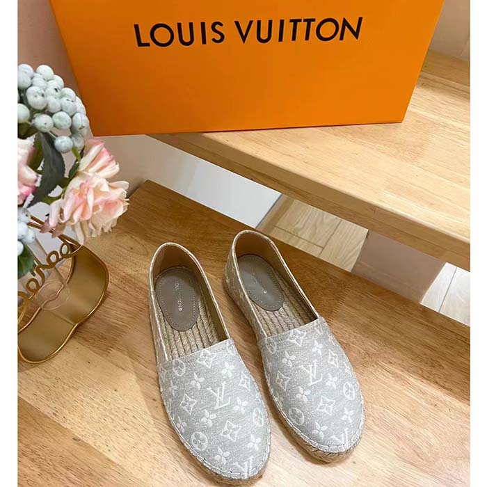 Louis Vuitton LV Women Starboard Flat Espadrille Beige Monogram Denim Rope Rubber