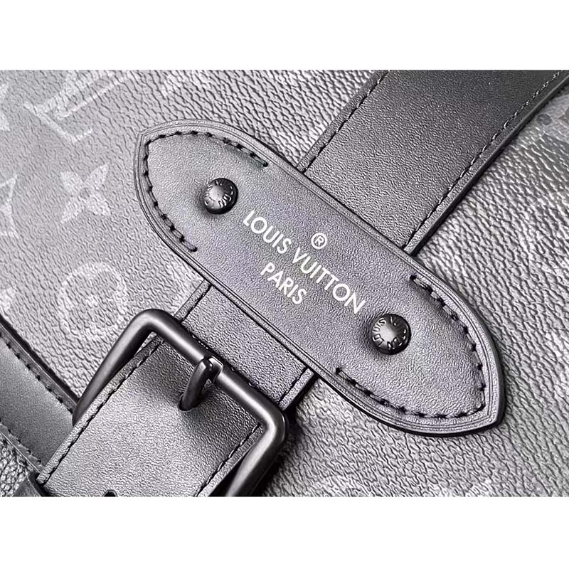 Louis Vuitton LV Unisex Saumur Messenger Monogram Eclipse Coated Canvas Black