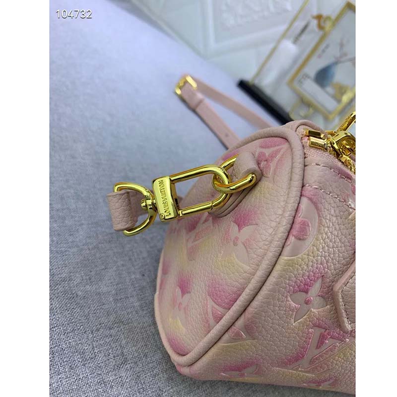 Louis Vuitton LV Women Nano Speedy Pink Monogram Empreinte Embossed Supple Grained Cowhide