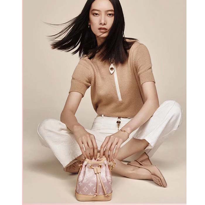 Louis Vuitton LV Women Nano Noé Bucket Bag Pink Monogram Coated Canvas Cowhide Leather
