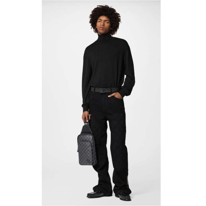 Louis Vuitton LV Unisex Avenue Slingbag NM Damier Graphite Coated Canvas Cowhide Leather