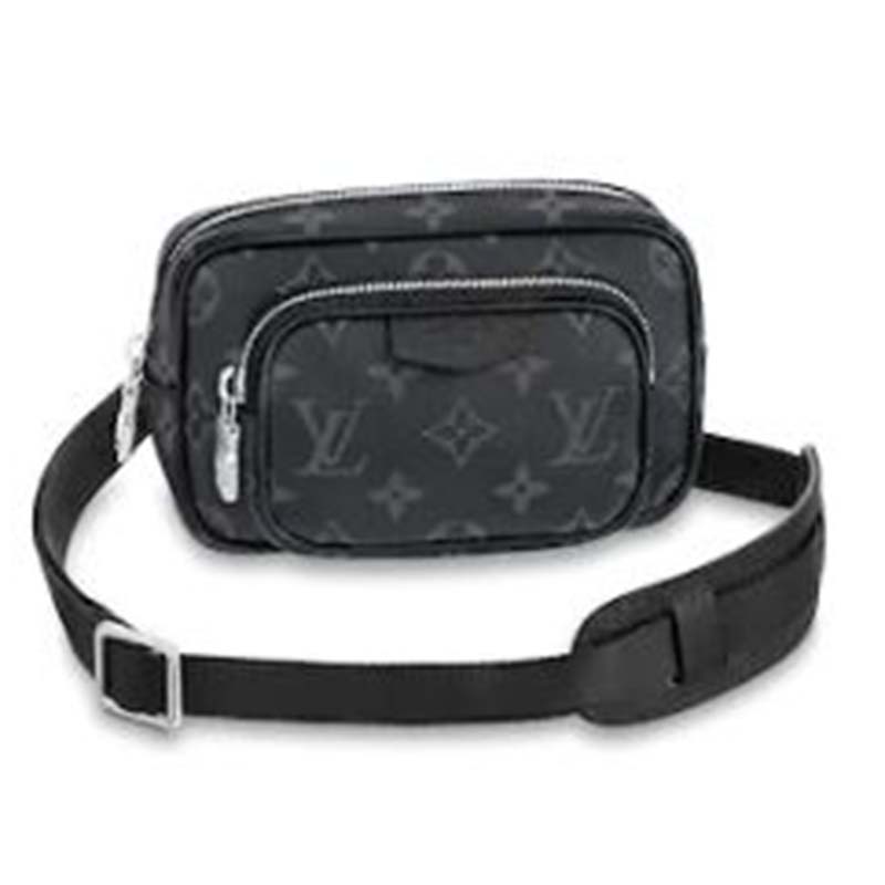 Louis Vuitton LV Men Outdoor Pouch Taigarama Noir Black Coated Canvas Cowhide Leather