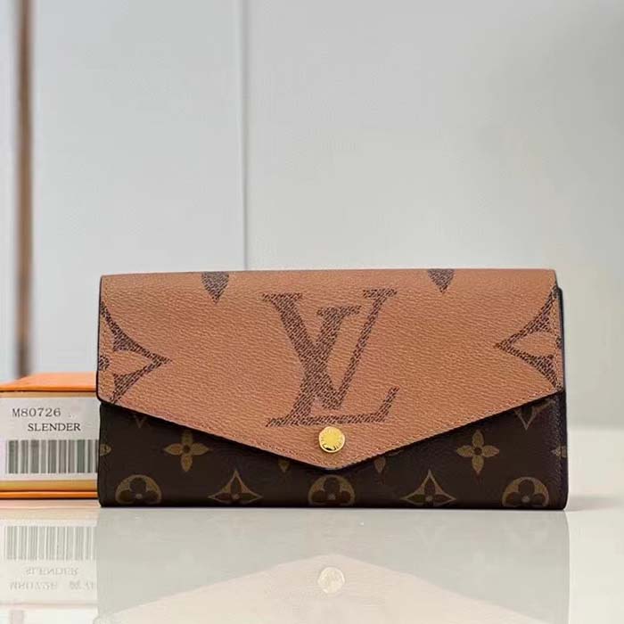 Louis Vuitton LV Unisex Sarah Wallet Monogram Reverse Coated Canvas Cowhide Leather