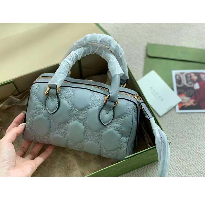 Gucci Women Marmont Leather Mini Bag Bright Green GG Matelassé Leather